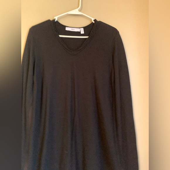 WILT black  v neck knit tunic top size medium cotton Lagenlook minimalist - Picture 4 of 7